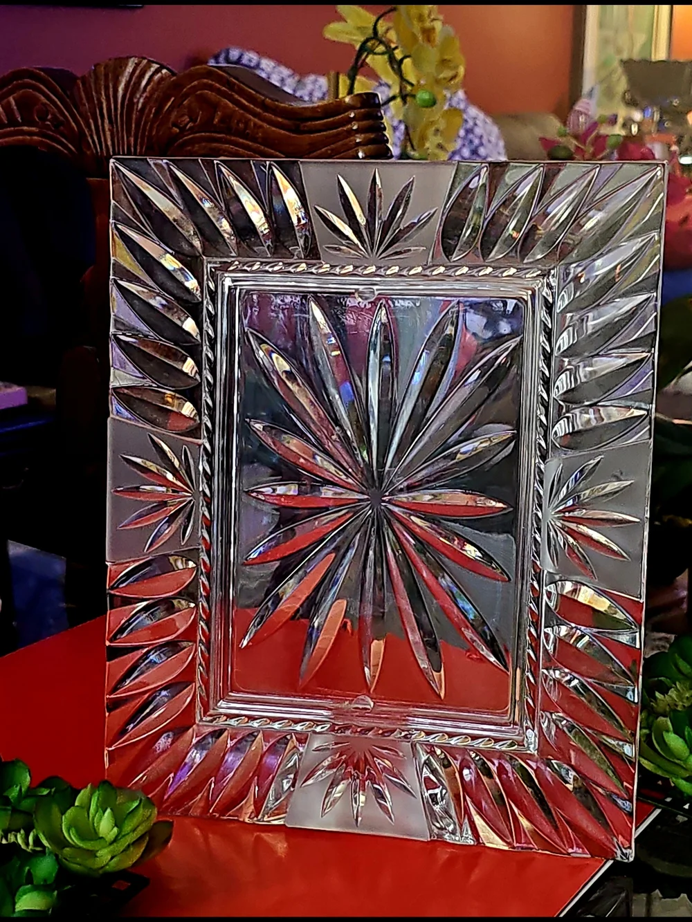 Cristal d’Arques France Faceted Clear Glass Decorative Picture Frame 8.5”x 10.5”